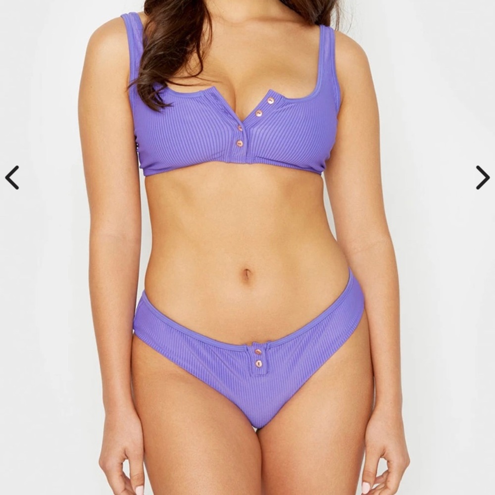Frankies | Alana Purple Ribbed Bathing Suit
